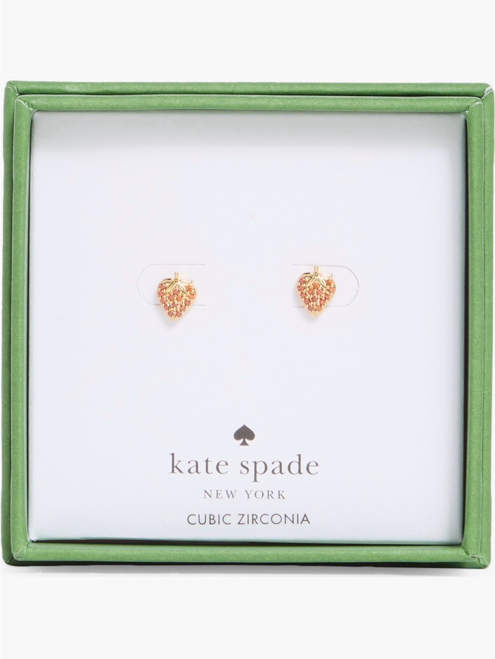 NWB kate spade pavè strawberry stud earrings with red stones